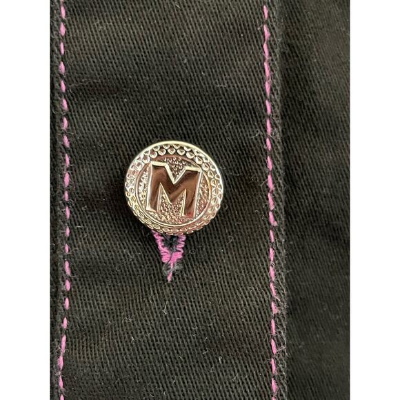 Bob Mackie Black Floral Embroidered 90s Western Shirt Shacket Small - Picture 5 of 7